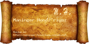 Maninger Honóriusz névjegykártya